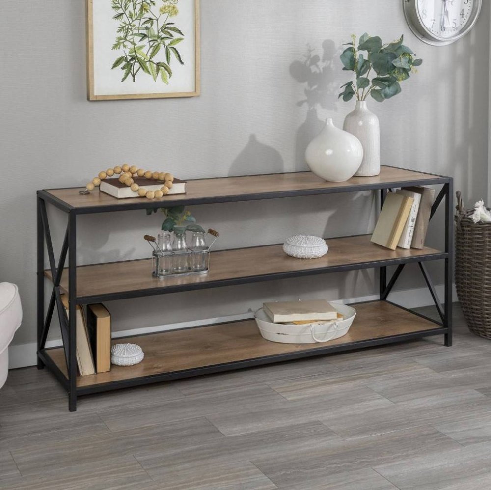 Metal & Barnwood Bookshelf Console - Walker Edison