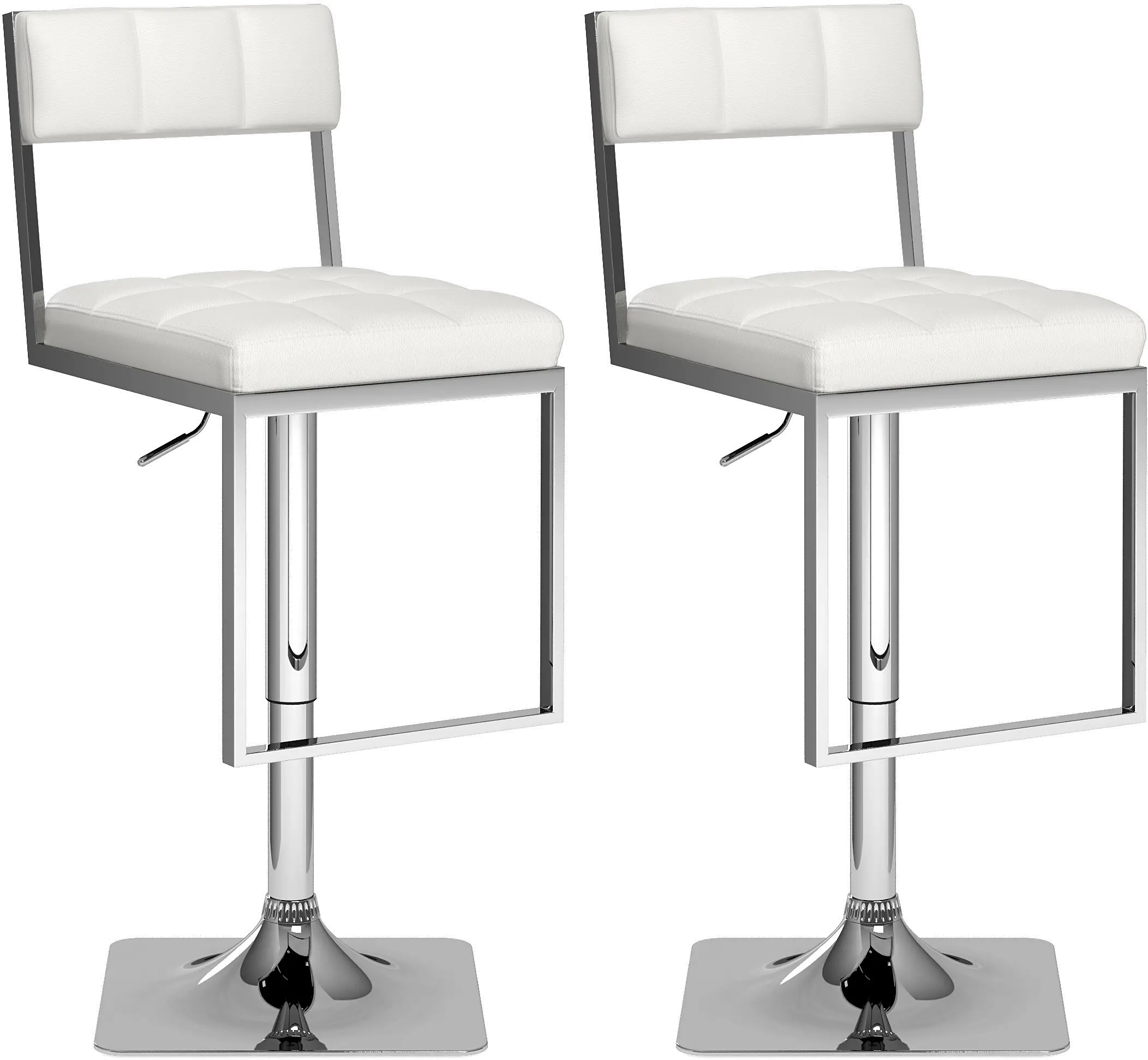 Photos - Chair CorLiving Chez White and Chrome Adjustable Bar Stool, Set of 2 DAB-818-B 