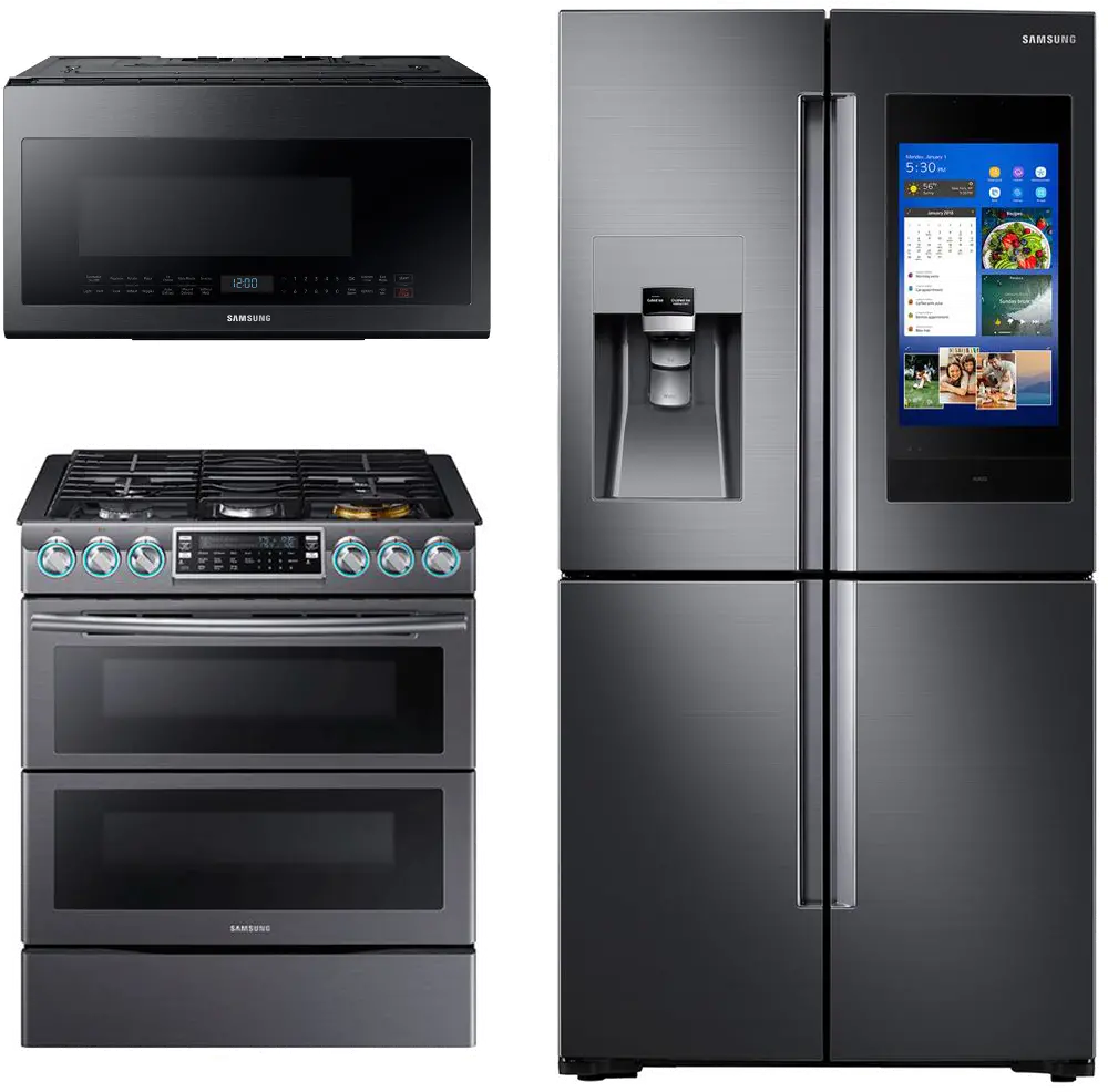 .SUG3PC-HUB2-BSS-GAS Samsung 3 Piece Kitchen Appliance Package with Gas Range - Black Stainless Steel-1
