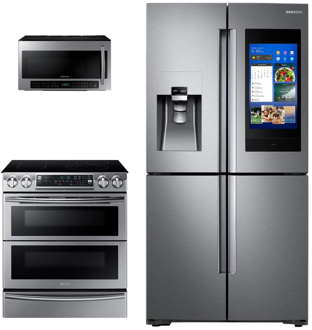 .SUG3PC-HUB2-S/S-ELE Samsung 3 Piece Kitchen Appliance Package with Electric Range - Stainless Steel-1