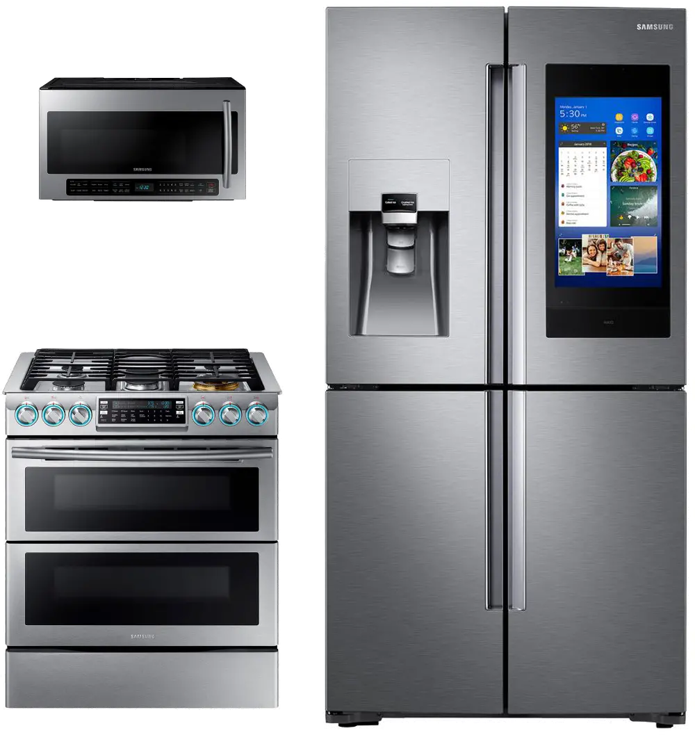 .SUG3PC-HUB2-S/S-GAS Samsung 3 Piece Kitchen Appliance Package with Gas Range - Stainless Steel-1