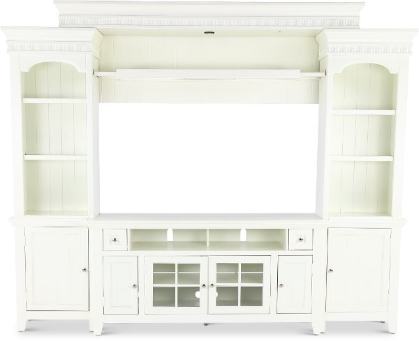 Entertainment Centers Furniture Rc Willey White 62 Inch 4 Piece Entertainment Center Tidewater