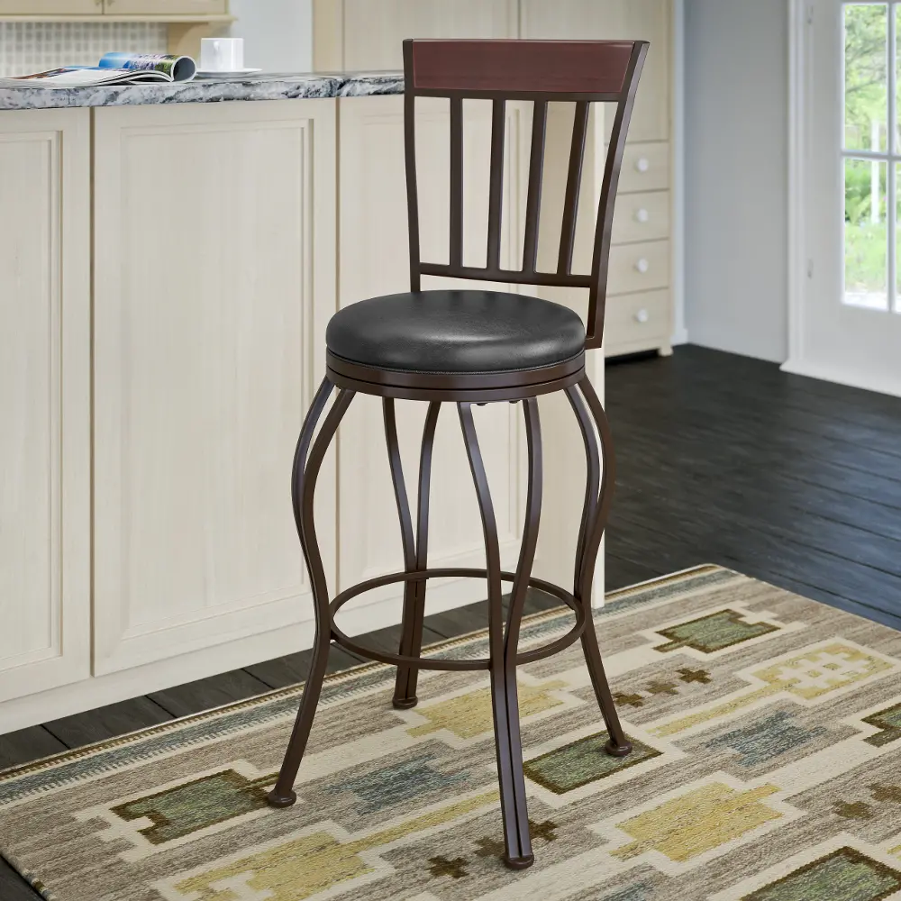 Metal / Brown Bonded Leather Bar Stool - Jericho-1