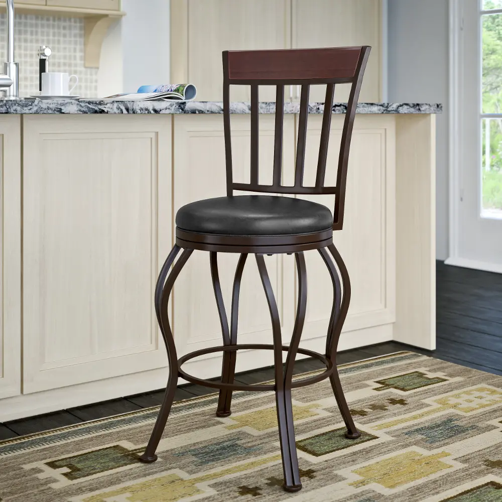 Metal/ Brown Bonded Leather Counter Height Stool - Jericho-1