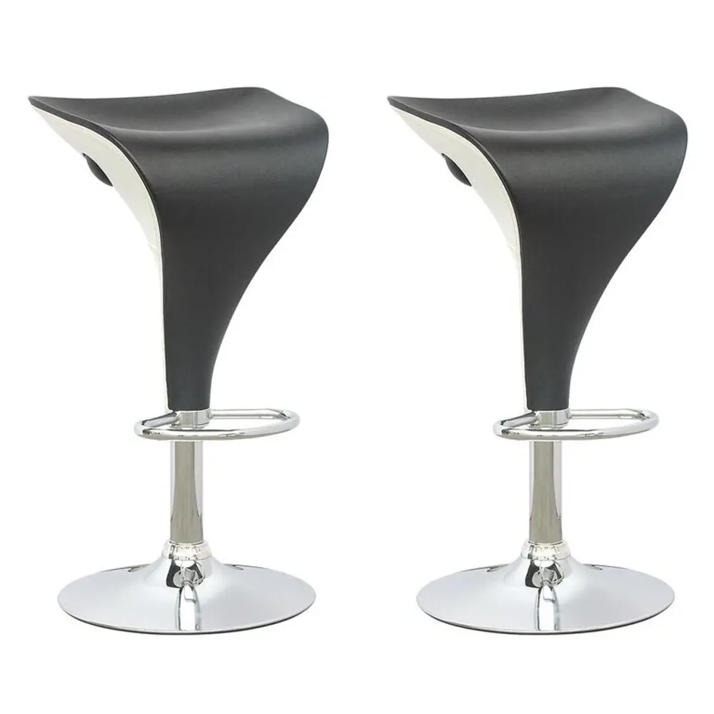 Two-Toned Adjustable Bar Stool in Black and White (Set of 2)-1