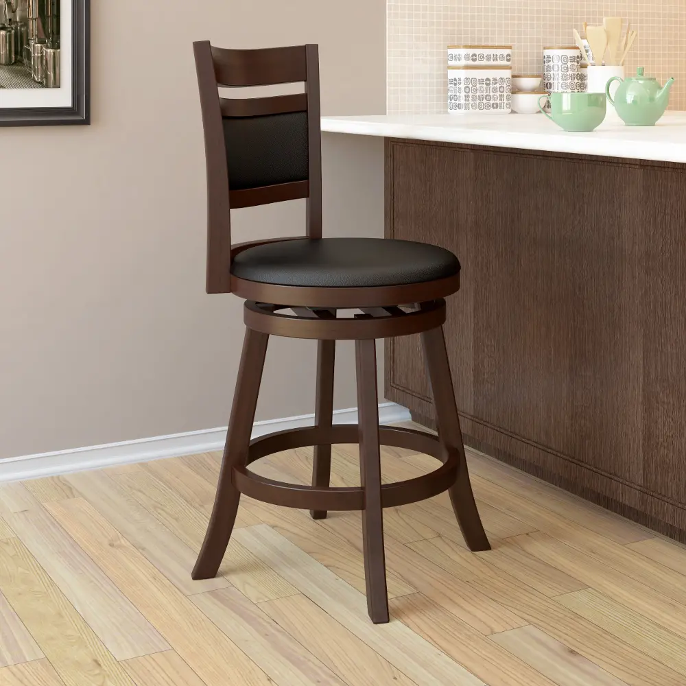 Cappuccino/ Black Leatherette Counter Height Stool - Woodgrove-1