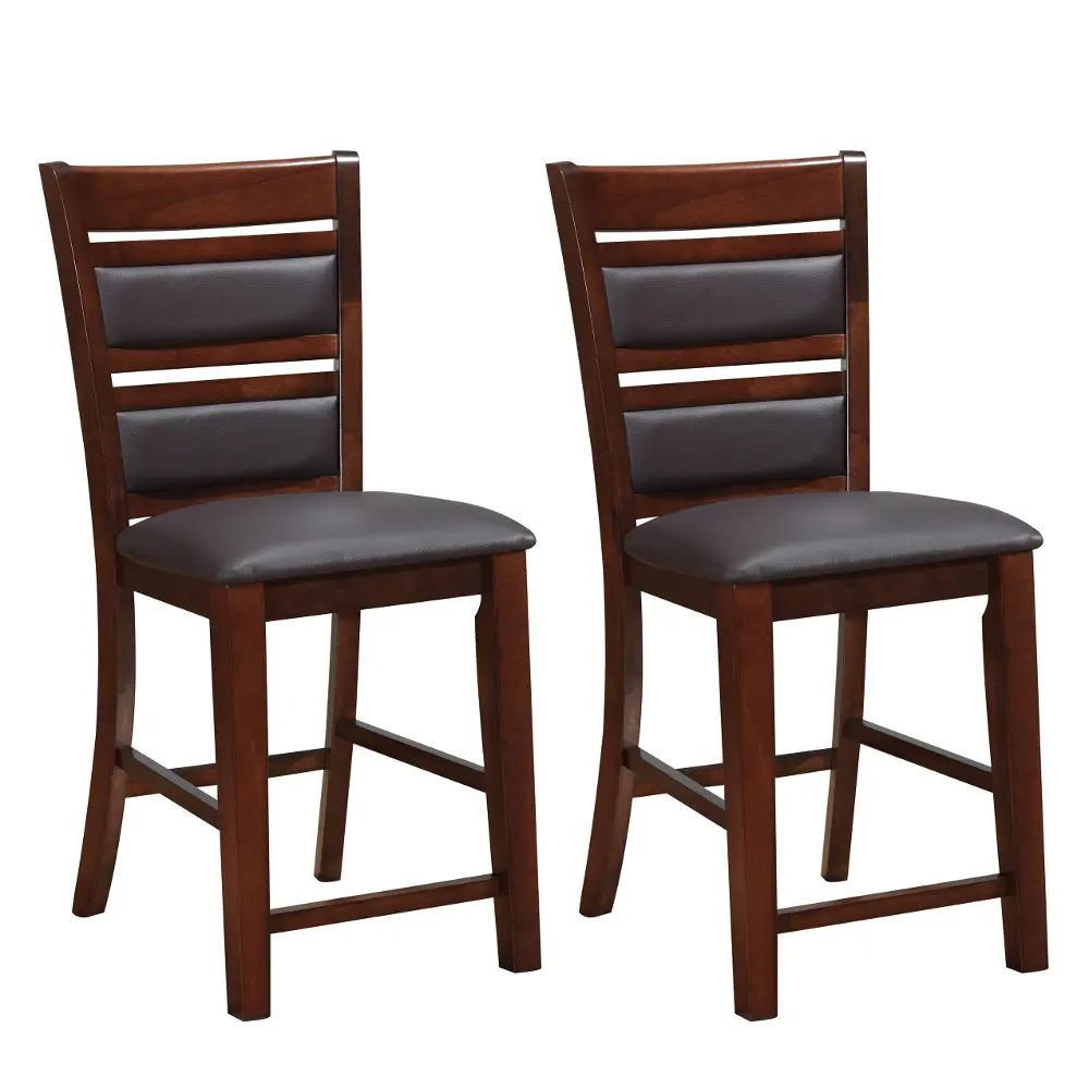 Chocolate Bonded Leather Counter Height Stool Pair -1