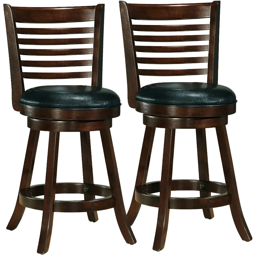 Cappuccino and Black Bonded Leather Counter Height Stool (Set of 2) - Woodgrove-1