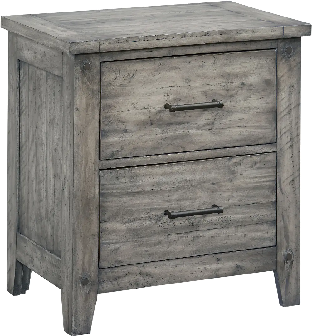 Rustic Casual Gray Nightstand - Nelson-1