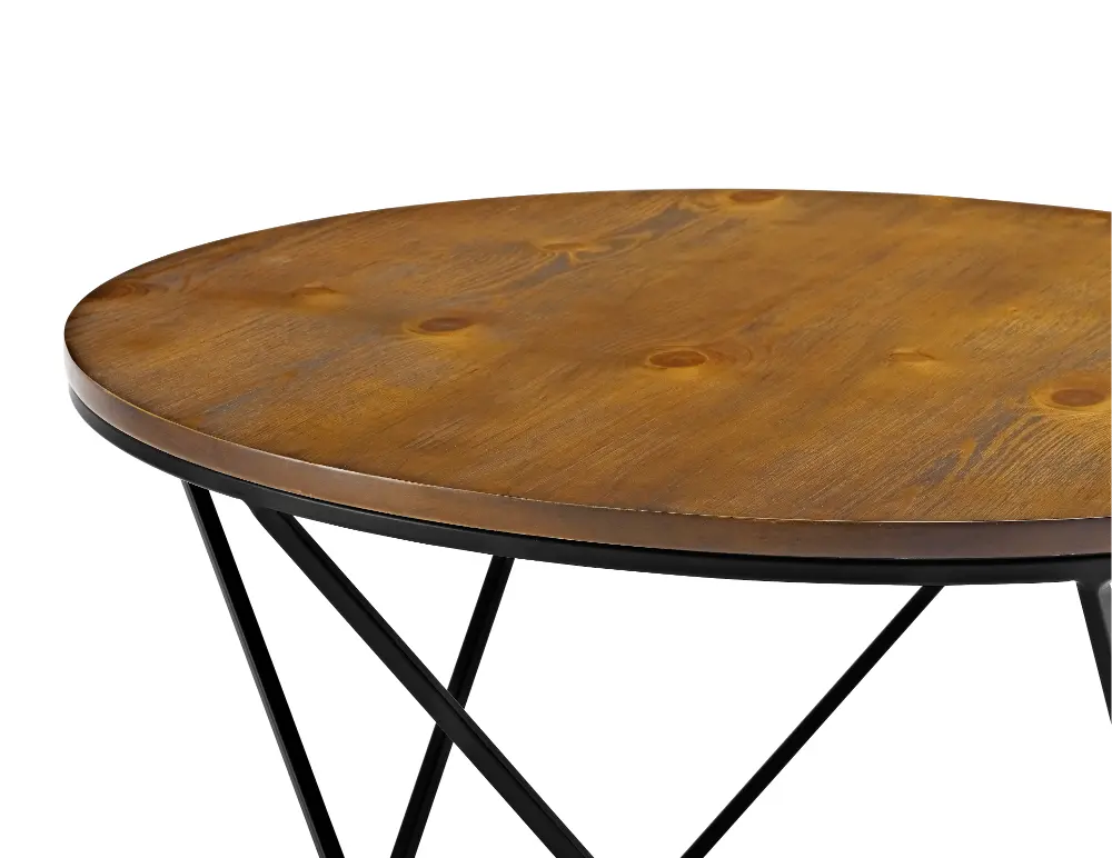 AF28CLRGOBL Oak/ Black Geometric Nesting Coffee Tables-1