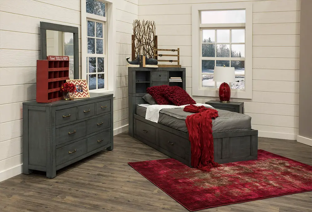 Casual Rustic Blue 7 Piece Twin Bedroom Set - Choices-1