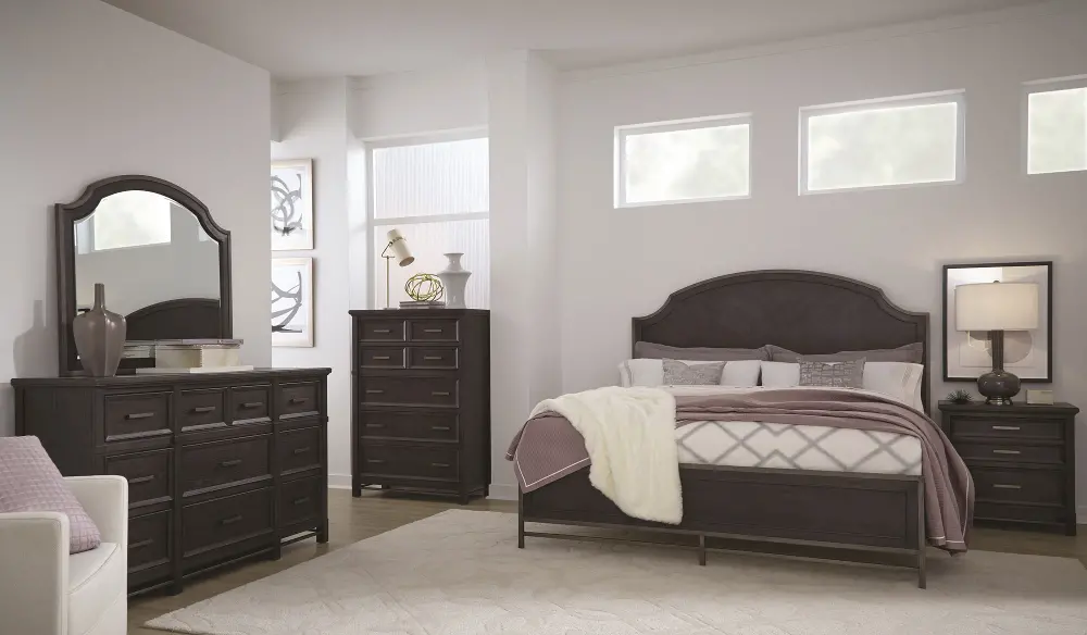 Classic Midnight Brown 4 Piece King Bedroom Set - Grafton Ave.-1