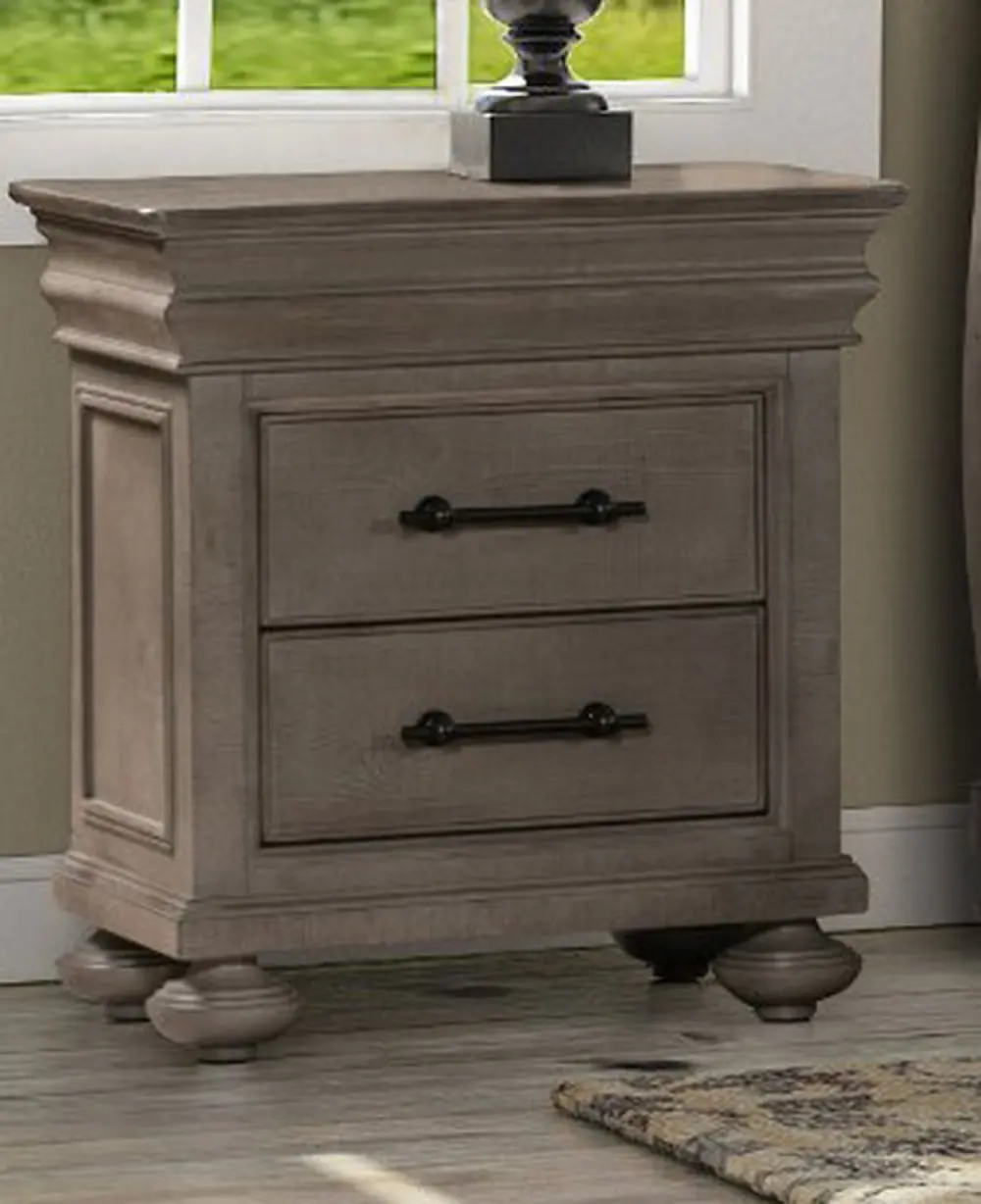 Classic Traditional Gray Nightstand - Hudson Square-1