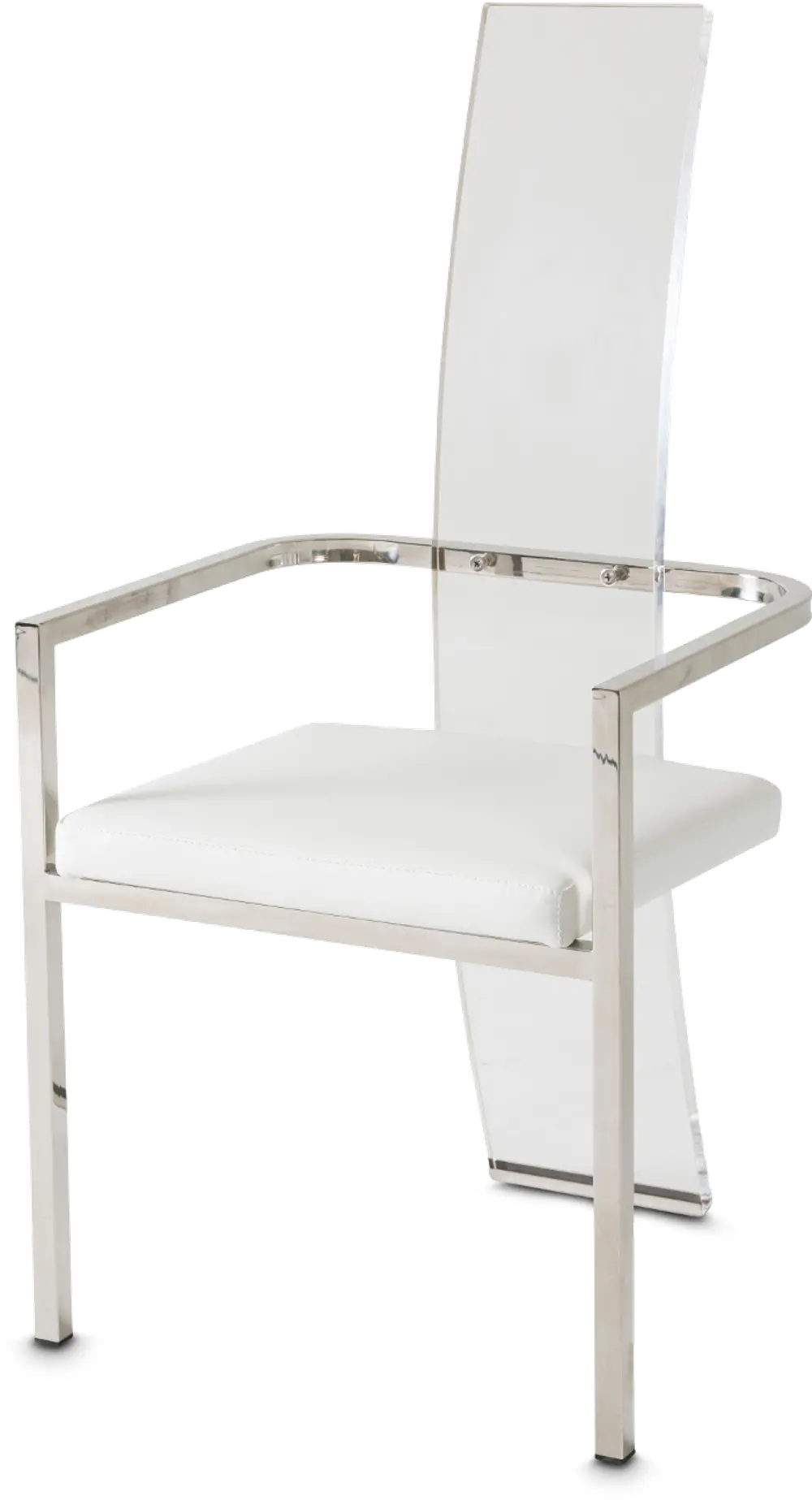 Chrome and White Modern Dining Arm Chair - State Street-1