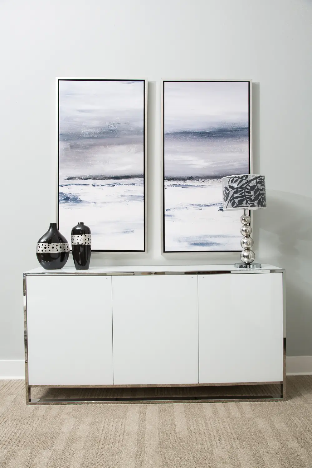 White and Chrome Modern Sideboard - State Street-1