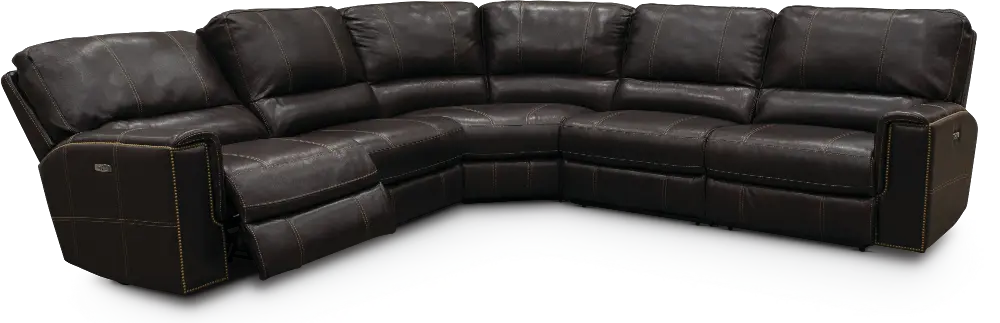 Slinger Dark Brown 5 Piece Power Reclining Sectional Sofa-1