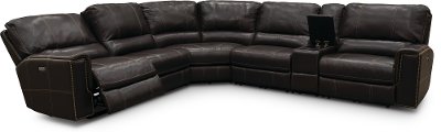 Charcoal Gray 6 Piece Power Reclining, Simmons Black Leather Sectional