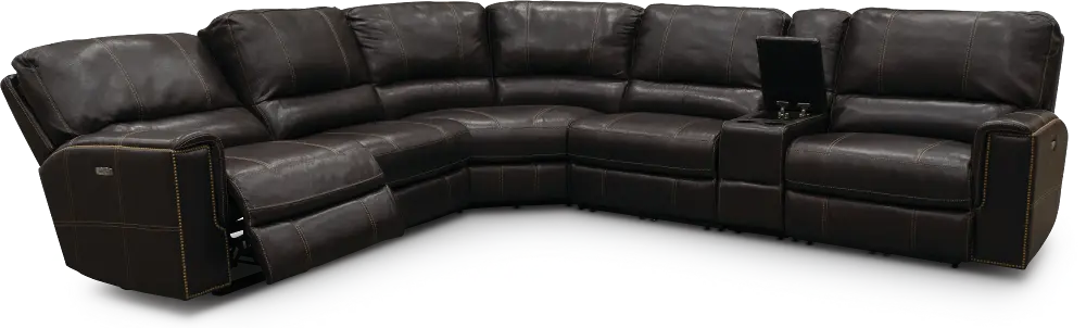 Slinger Dark Brown 6 Piece Power Reclining Sectional Sofa-1
