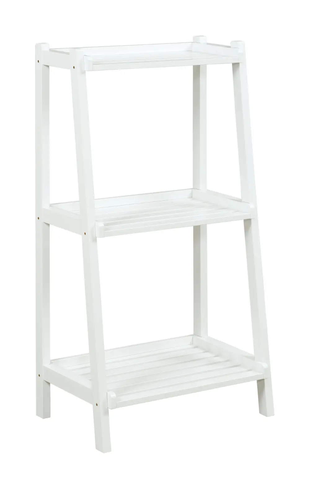 White 3 Tier Wooden Ladder Shelf - Dunnsville-1