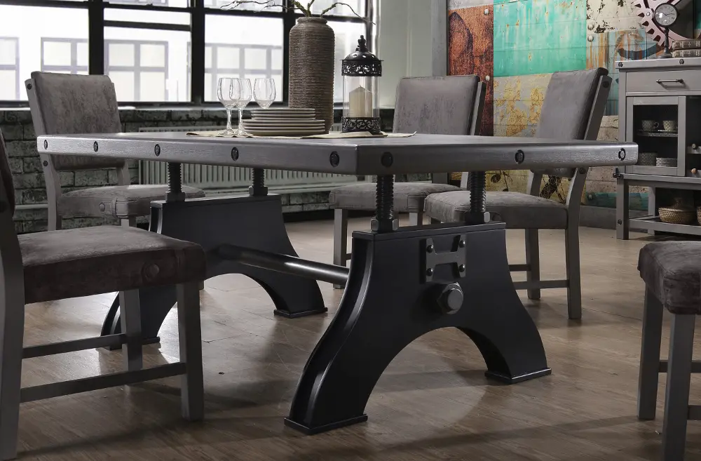 HM4290/TABLE Gray and Black Industrial Dining Table - Factory Collection-1