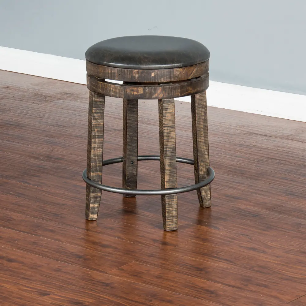 Barrel Tobacco Brown Backless Counter Stool-1