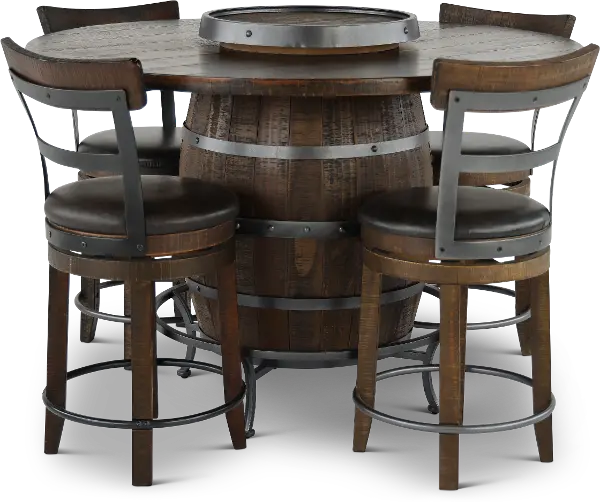 Barrel Brown 5 Piece Counter Height Dining Set Rc Willey Barrel Brown 5 Piece Counter, Rustic Counter Height Kitchen Table