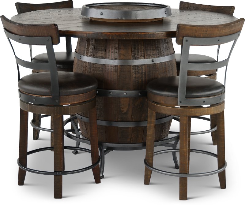 Tobacco Brown 5 Piece Counter Height Dining Set - Barrel