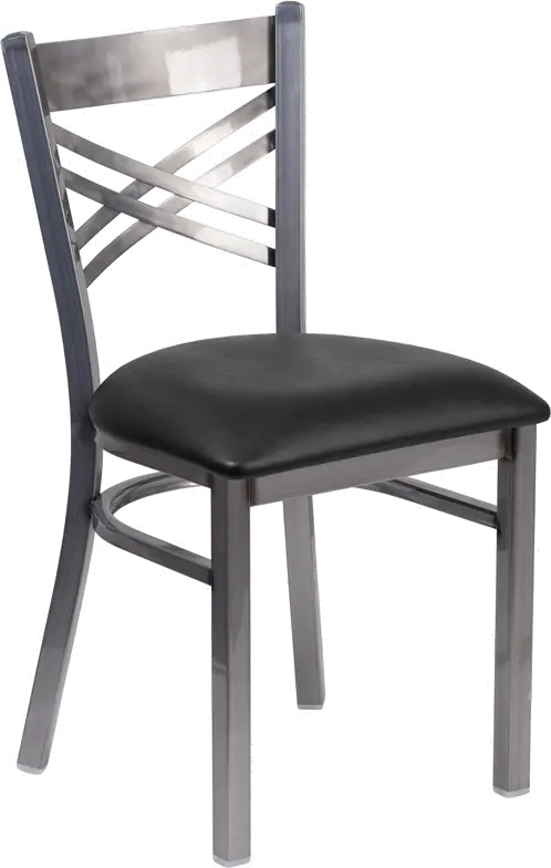 Metal Restaurant Chair - Black Vinyl Seat