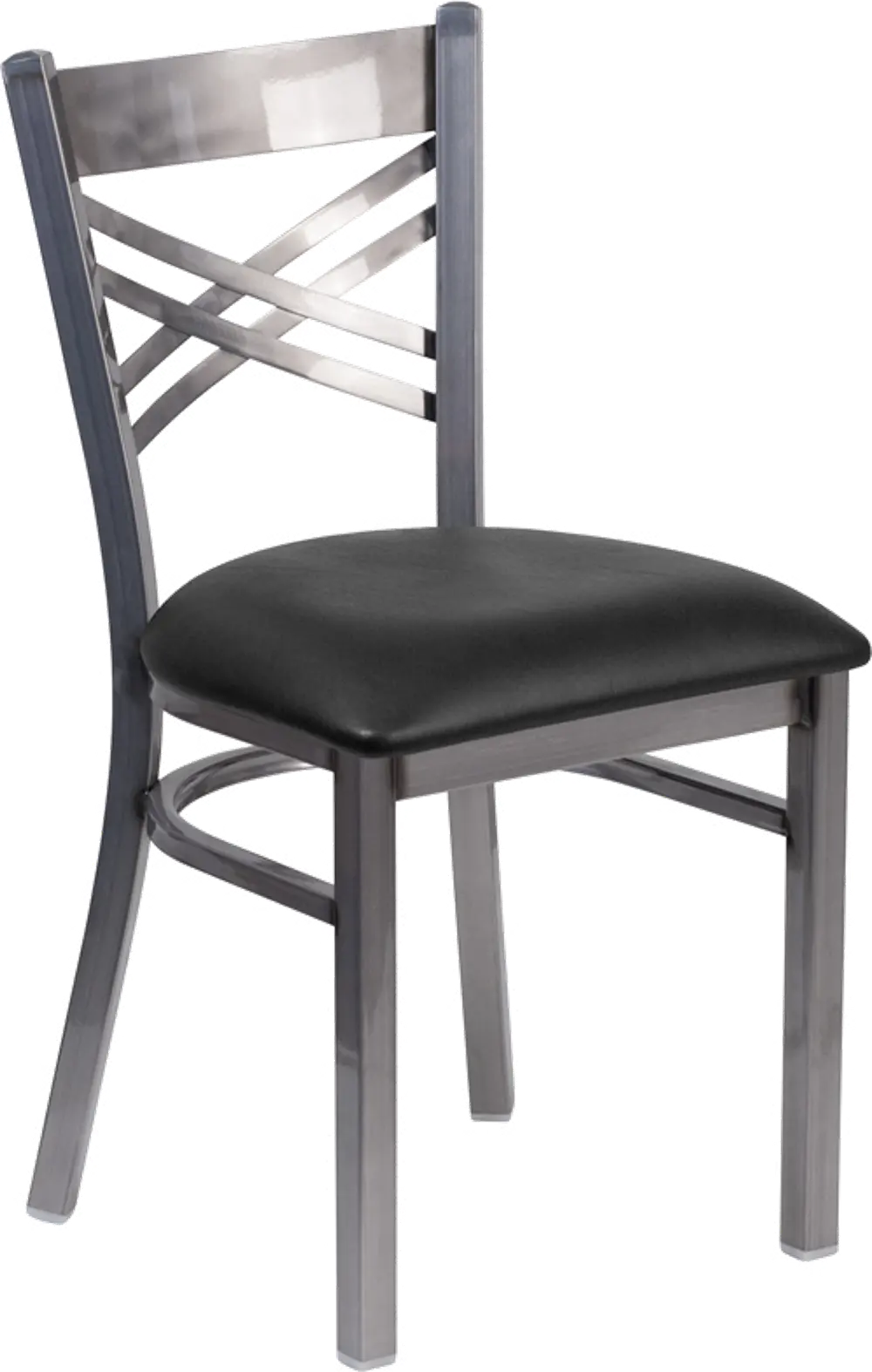 Metal Restaurant Chair - Black Vinyl Seat-1