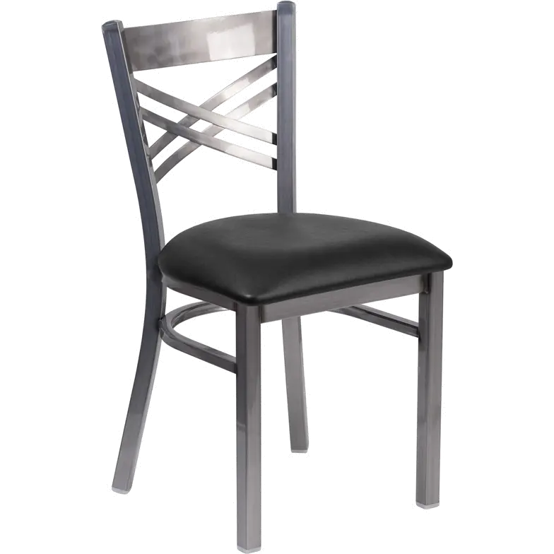 Metal Restaurant Chair - Black Vinyl Seat-1