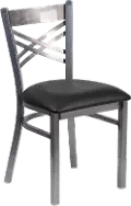 Metal Restaurant Chair - Black Vinyl Seat
