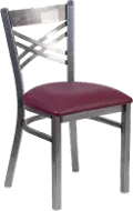 Metal Restaurant Chair - Burgundy Vinyl Seat