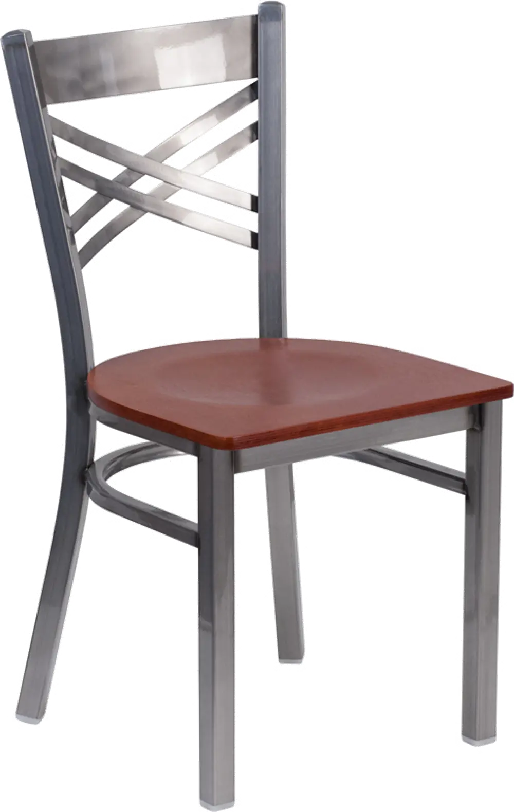 Metal Restaurant Chair - Cherry Wood Seat-1