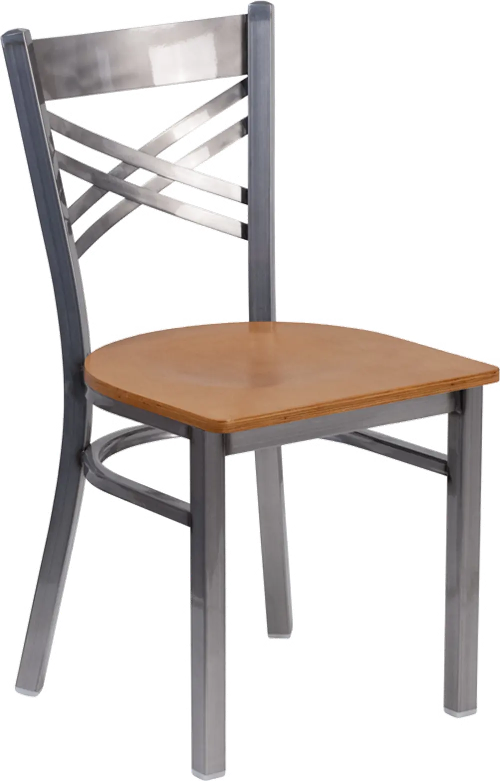 Metal Restaurant Chair - Natural Wood Seat-1