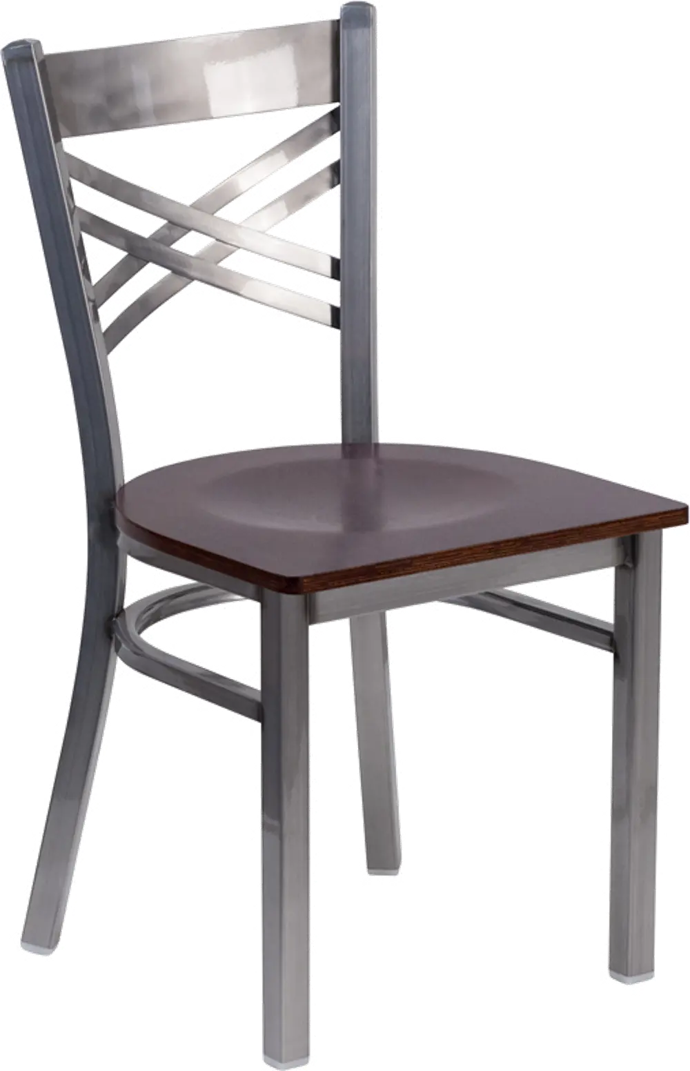 Metal Restaurant Chair - Walnut Wood Seat-1