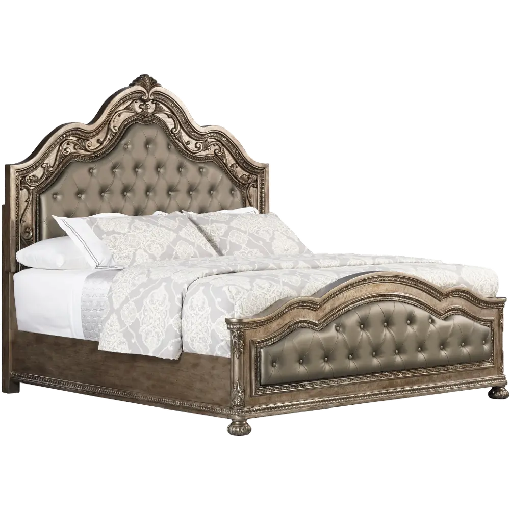 Seville Platinum Gold Queen Upholstered Bed-1