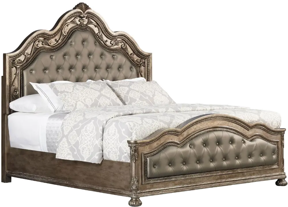 Seville Platinum Gold King Upholstered Bed-1