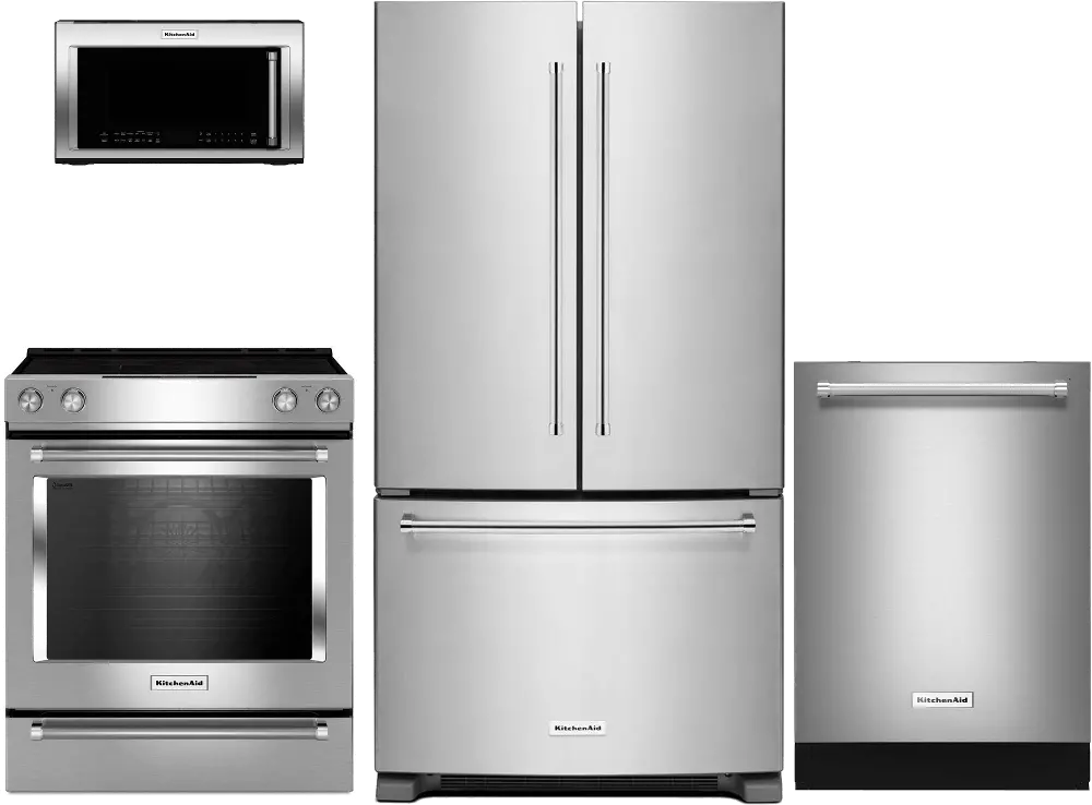 .KIT-CDP-SLD-ELE-S/S KitchenAid 4 Piece Kitchen Appliance Package with Electric Range - Stainless Steel Kitchen-1