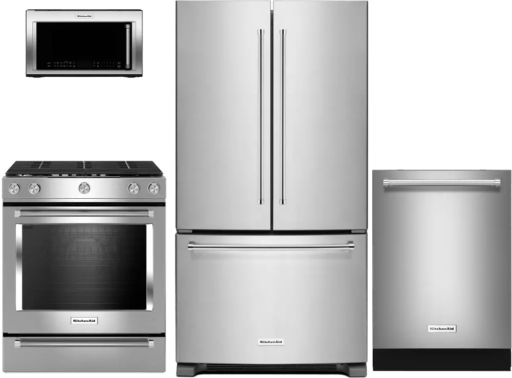 .KIT-CDP-SLD-GAS-S/S KitchenAid 4 Piece Kitchen Appliance Package with Gas Range with Steam Rack - Stainless Steel-1