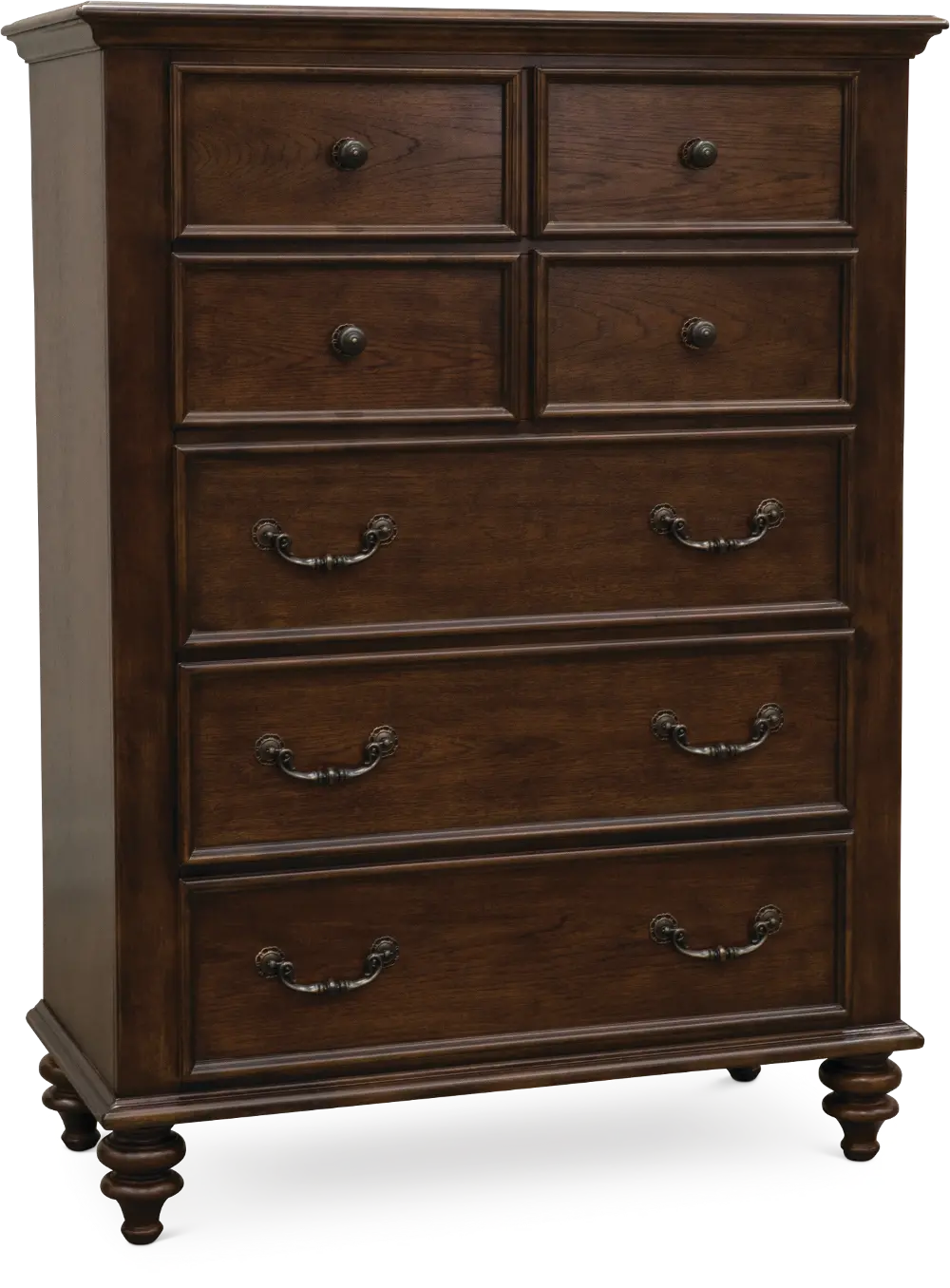 Traditional Pecan Brown Chest of Drawers - Emma's Garden-1