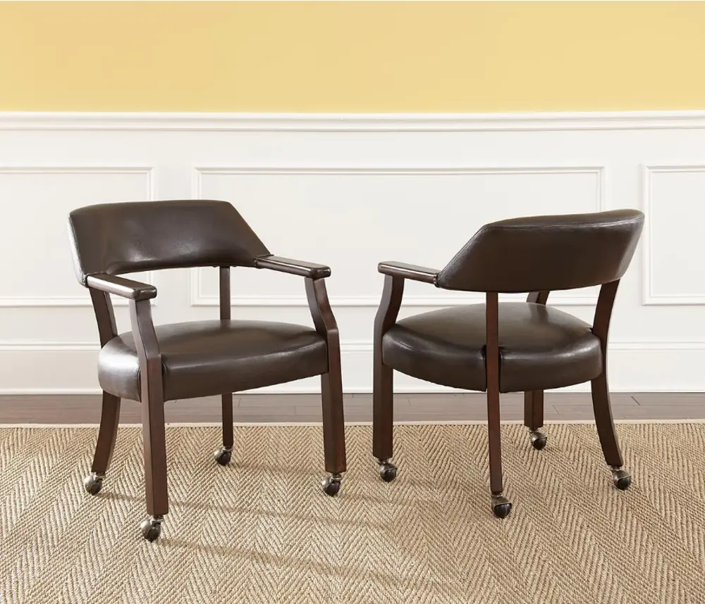 Dark Brown Dining Arm Chair with Casters - Morris-1