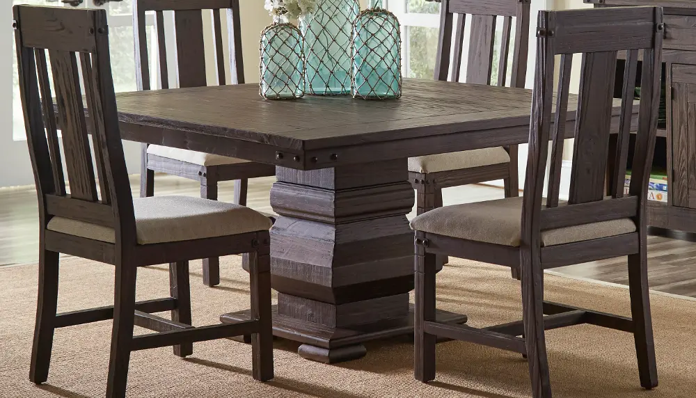 Distressed Pine Square Dining Table - Preston Woods Collection-1