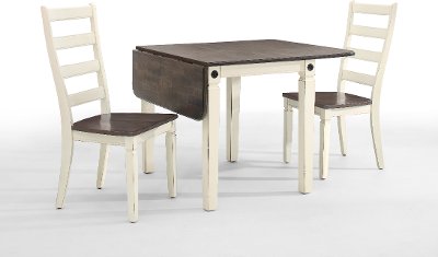 White and Charcoal Brown 3 Piece Drop Leaf Dining Set - Glennwood ... White and Charcoal Brown 3 Piece Drop Leaf Dining Set - Glennwood ...