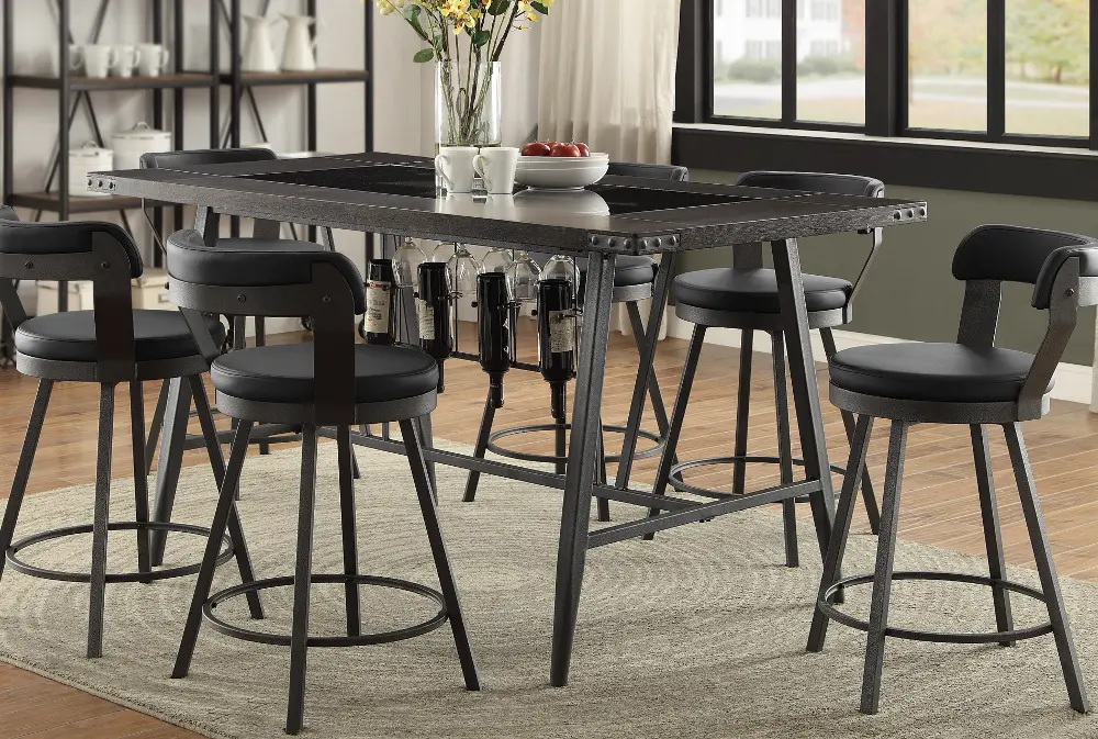 Appert Brown and Gunmetal Counter Height Dining Table-1
