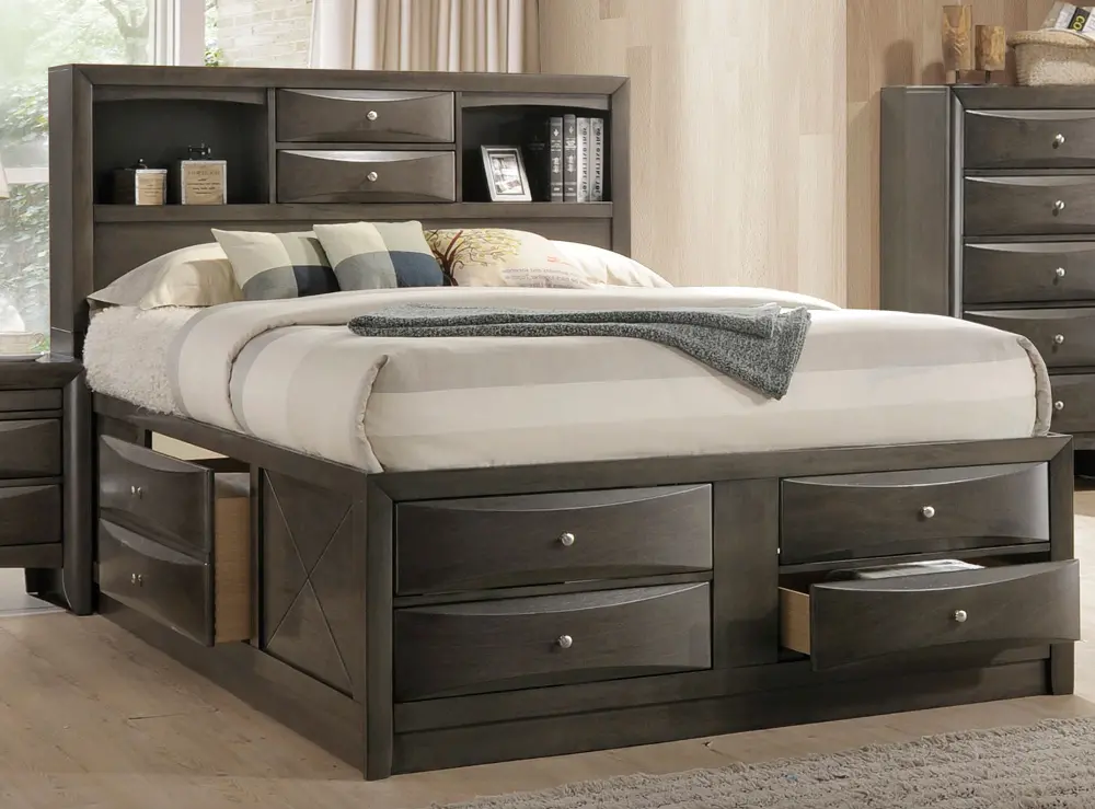 Emily Gray Queen Storage Bed-1