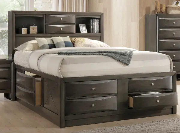 Emily Contemporary Gray King Size Storage Bed Rc Willey Emily Contemporary Gray King Size, Bed With Storage Underneath King Size