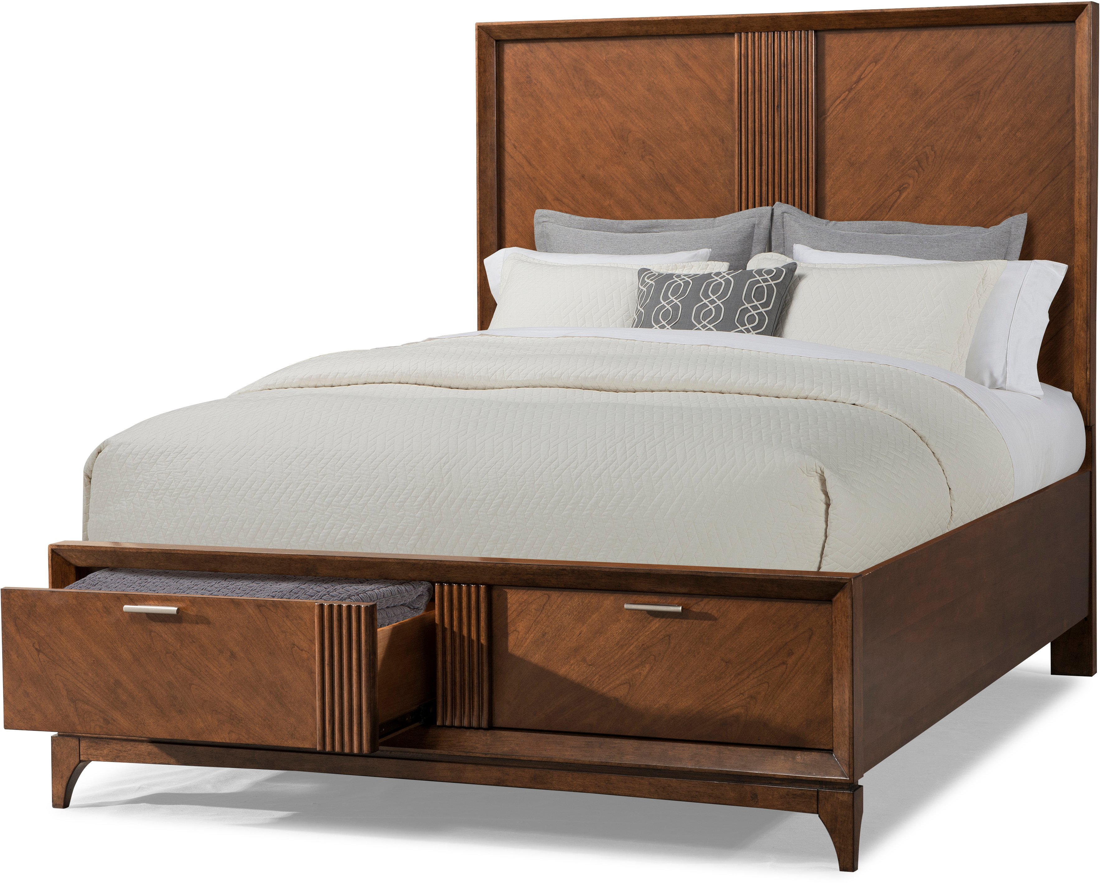 Brown Cherry Mid Century Modern Queen Storage Bed   Simply Urban rcwilley image1