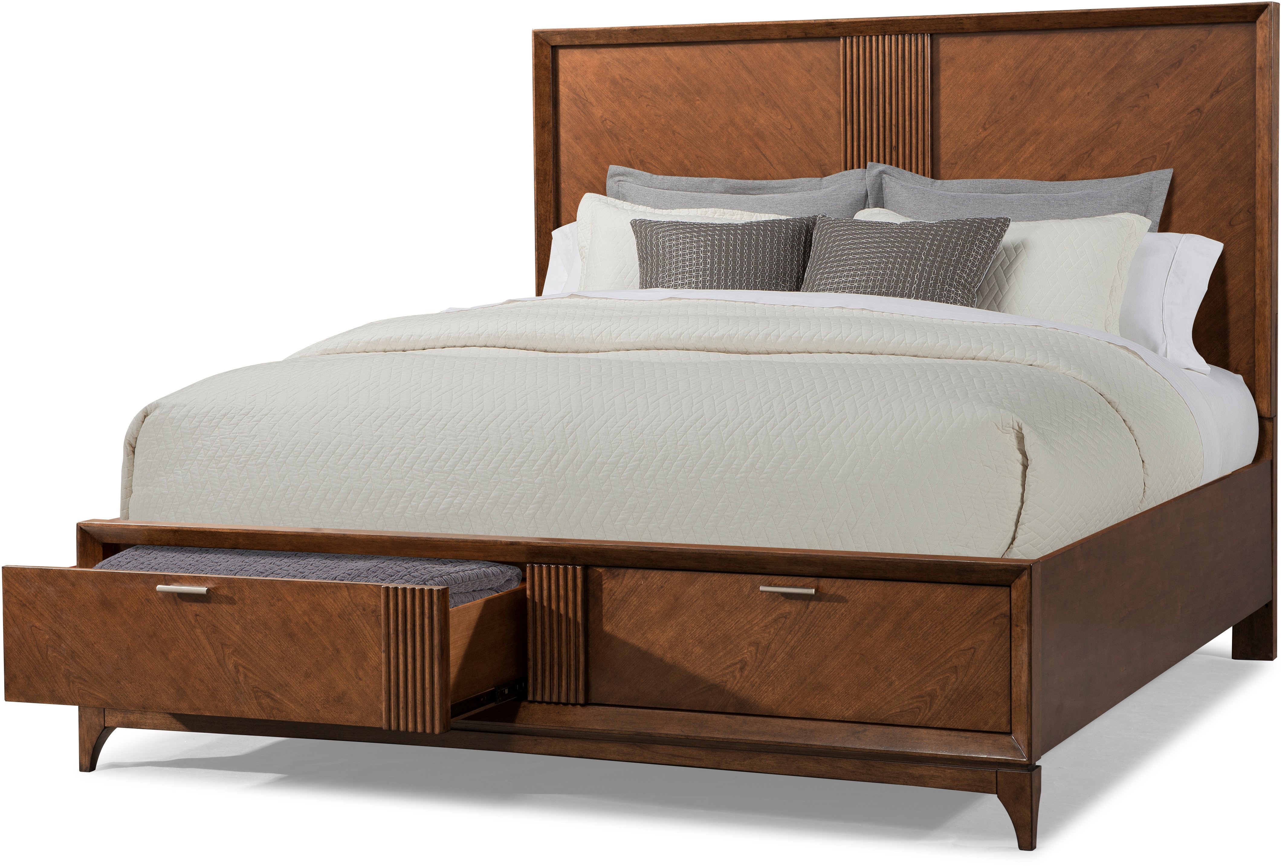 Brown Cherry Mid Century Modern King Storage Bed   Simply Urban rcwilley image1