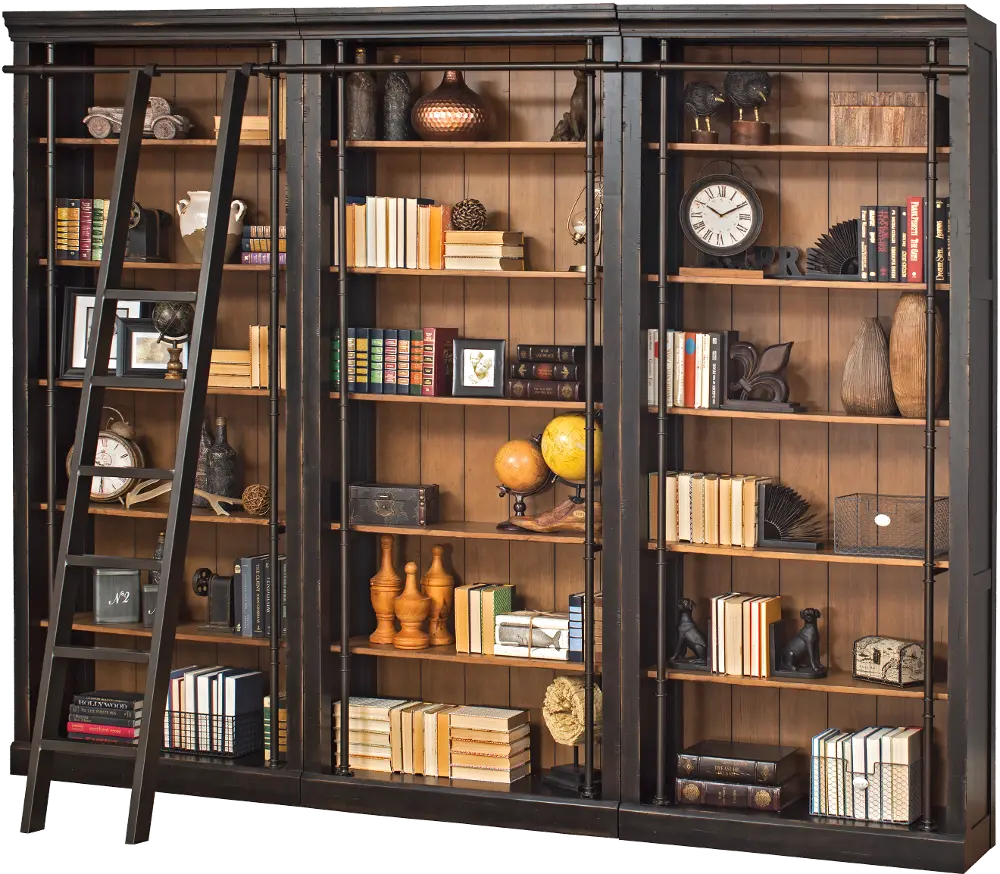 4 Piece Two Tone Brown Bookcase Wall - Toulouse-1