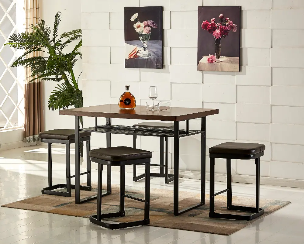 Metal and Wood 5 Piece Counter Height Dining Set - Eli Collection-1